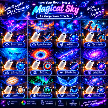 🌌 Starry Sky Projector Night Light – USB-Powered Ambient Lighting for Bedrooms & Nurseries ✨