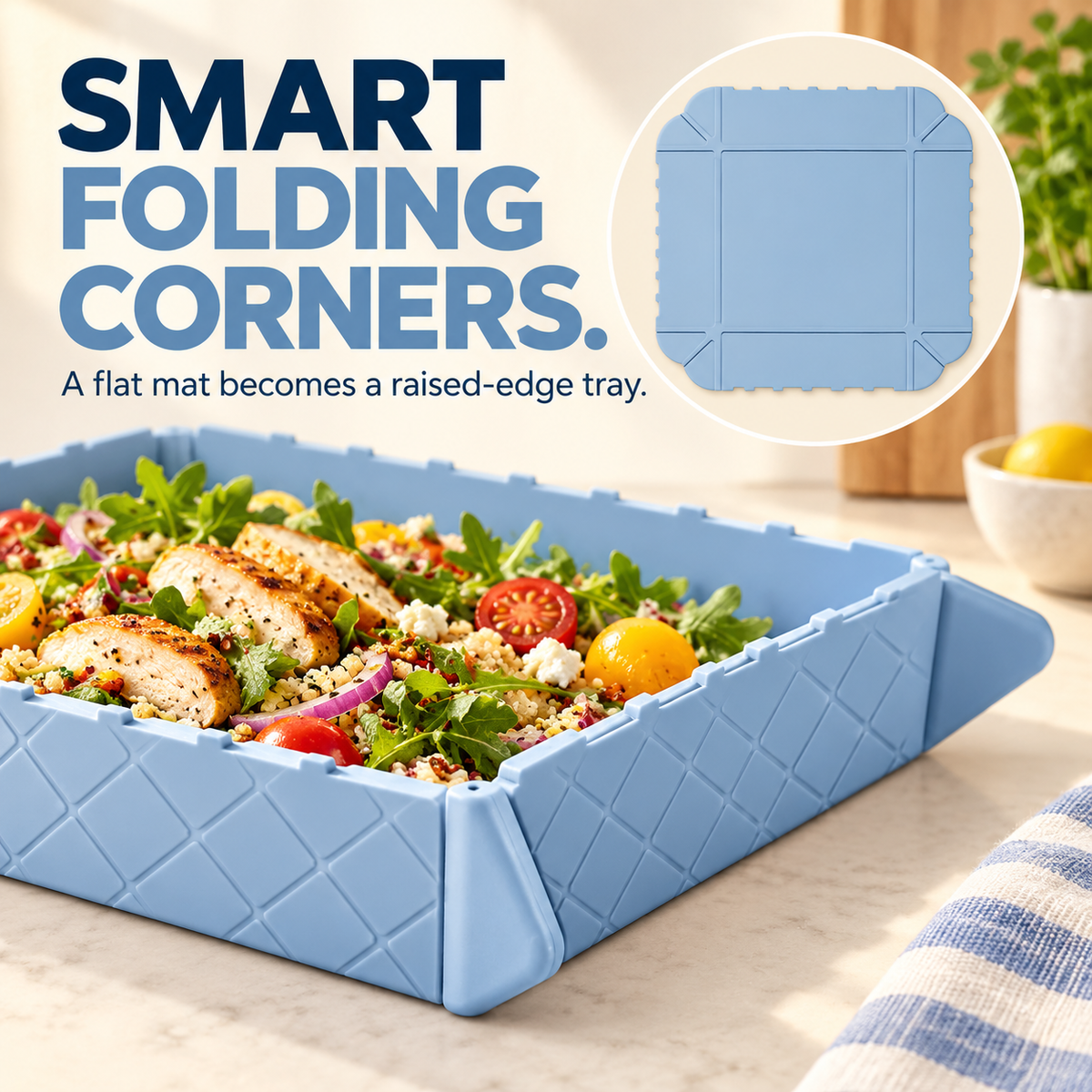 🥗 2 PCS Foldable Silicone Cutting Mat & Serving Tray