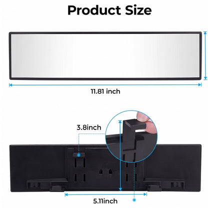 🚗 Clip-On Panoramic Rearview Mirror – Wider View, Tool-Free Installation ✨