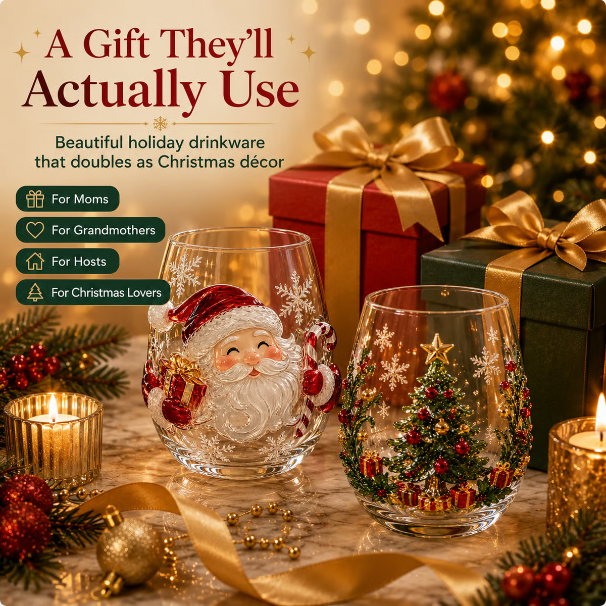 🎁✨ Magical Christmas Glass Cup Collection – Festive Holiday Gifts for Christmas 🎄
