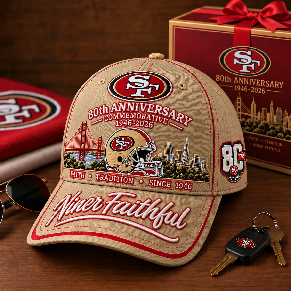 🇺🇸 Last Day Promo: 49% OFF🏈Niner Faithful 80th Anniversary Commemorative Cap