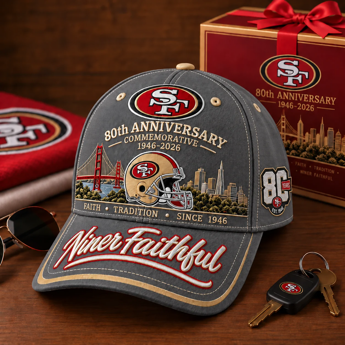 🇺🇸 Last Day Promo: 49% OFF🏈Niner Faithful 80th Anniversary Commemorative Cap