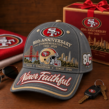 🇺🇸 Last Day Promo: 49% OFF🏈Niner Faithful 80th Anniversary Commemorative Cap