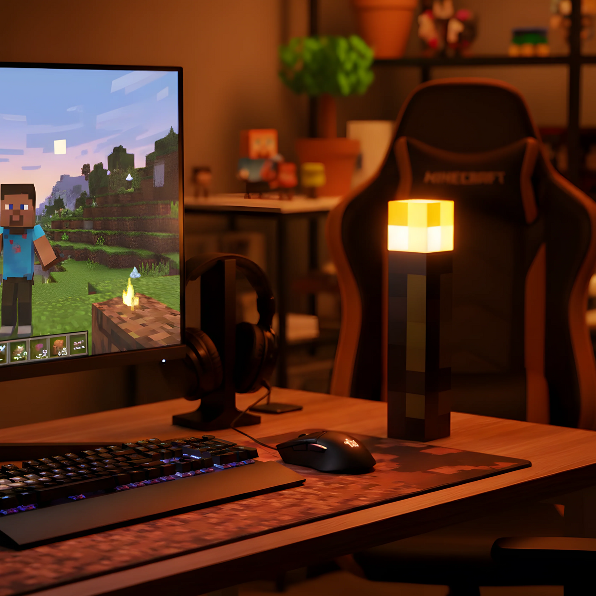 ⛏️Pixel Torch Wall Light – Rechargeable LED Lamp