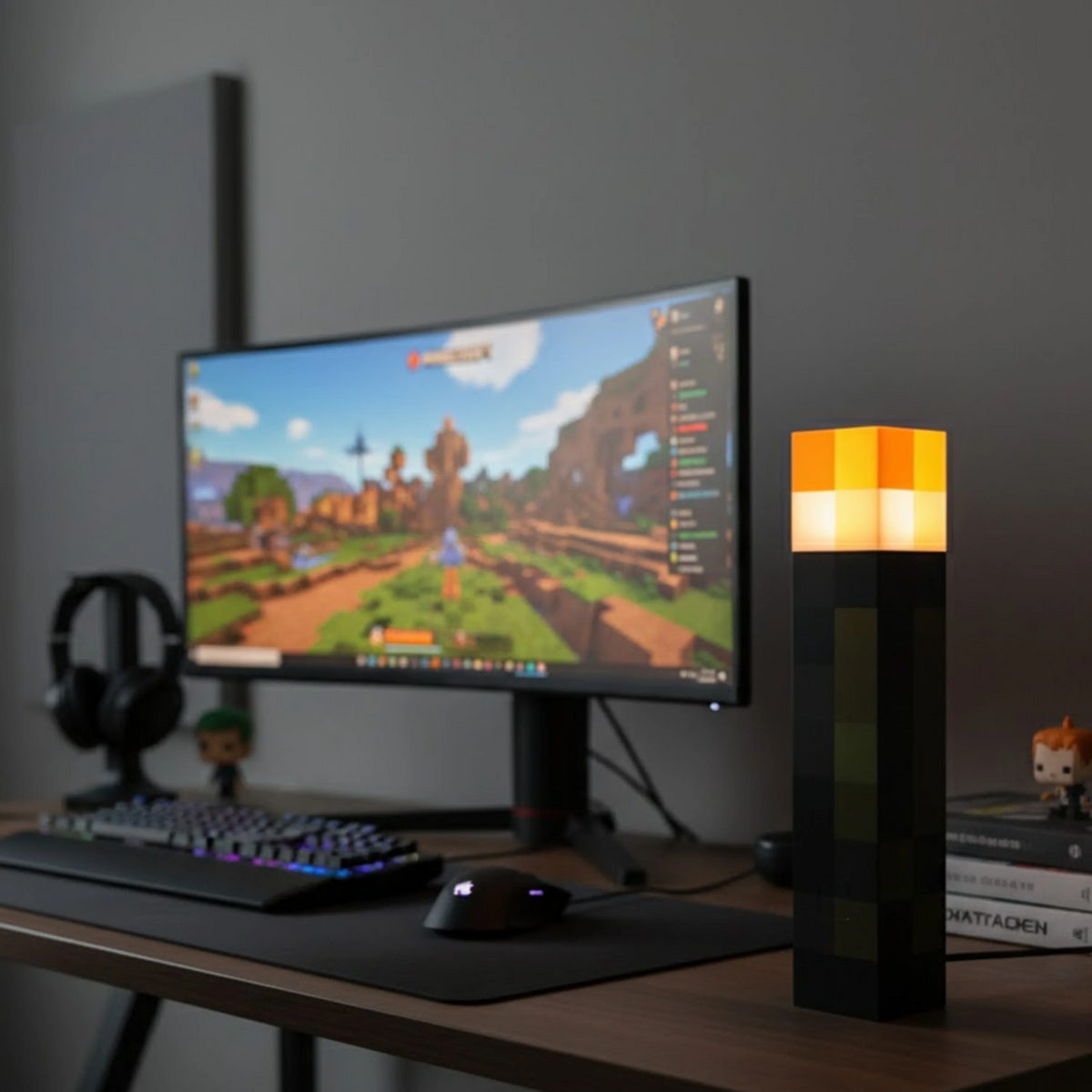 ⛏️Pixel Torch Wall Light – Rechargeable LED Lamp