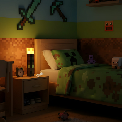 ⛏️Pixel Torch Wall Light – Rechargeable LED Lamp