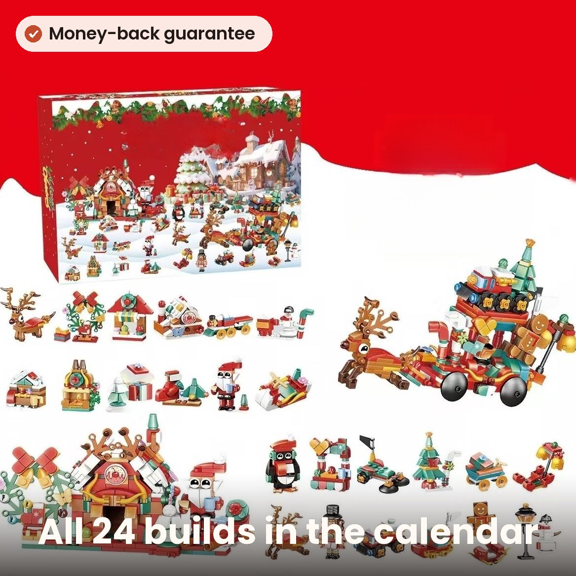 Advent calendar with 24 building kits that make a Christmas village