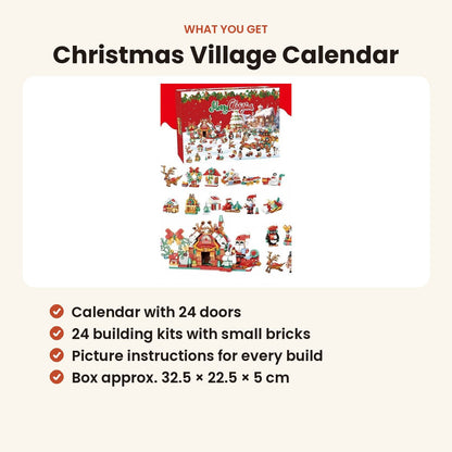 Advent calendar with 24 building kits that make a Christmas village