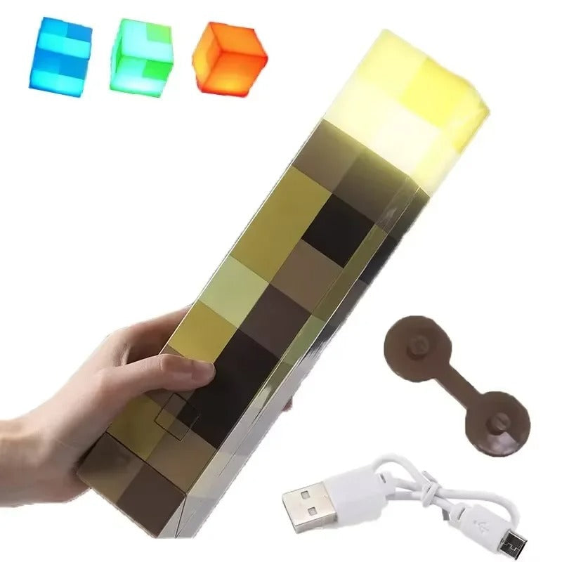 ⛏️Pixel Torch Wall Light – Rechargeable LED Lamp