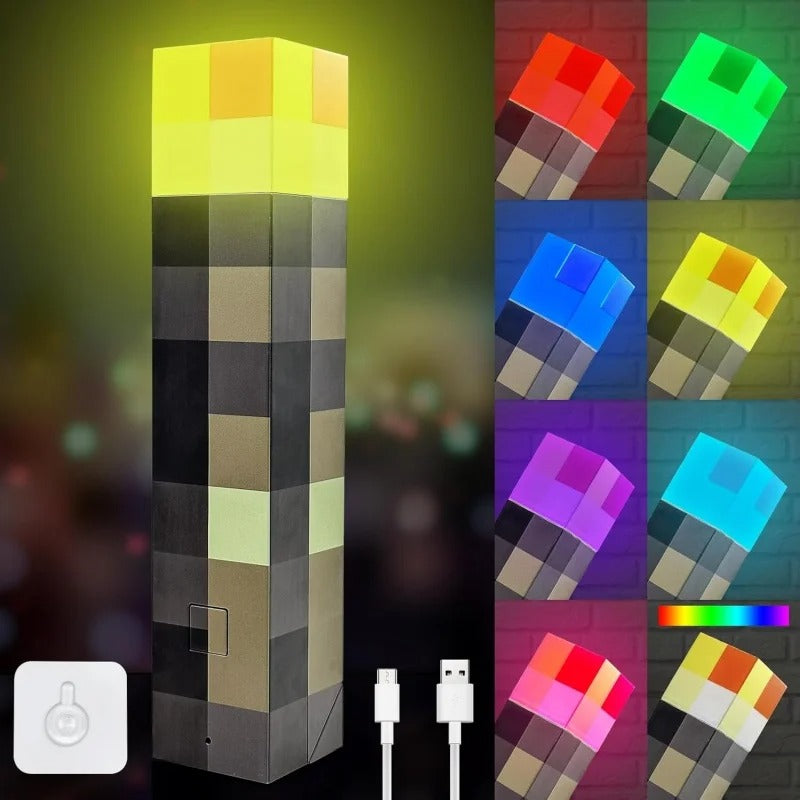 ⛏️Pixel Torch Wall Light – Rechargeable LED Lamp