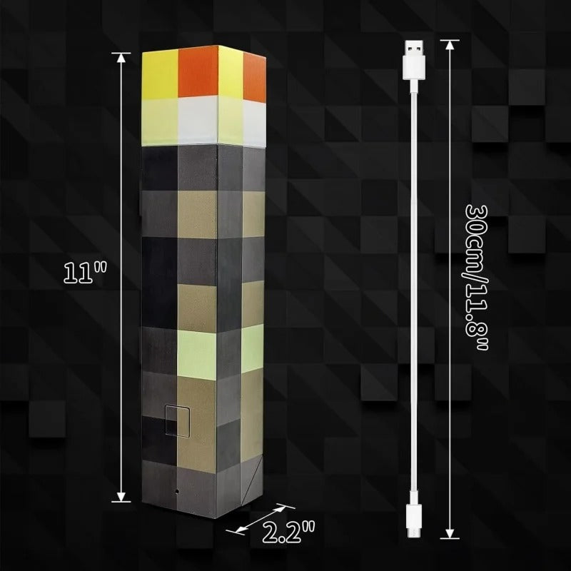 ⛏️Pixel Torch Wall Light – Rechargeable LED Lamp