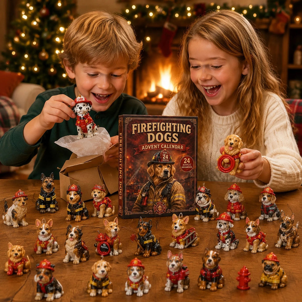 Firefighting dogs holiday collectible display