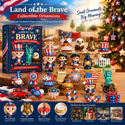 🇺🇸✨ 250 Years of American Spirit Advent Calendar – 24-Piece Patriotic Acrylic Ornament Gift Set 🎄