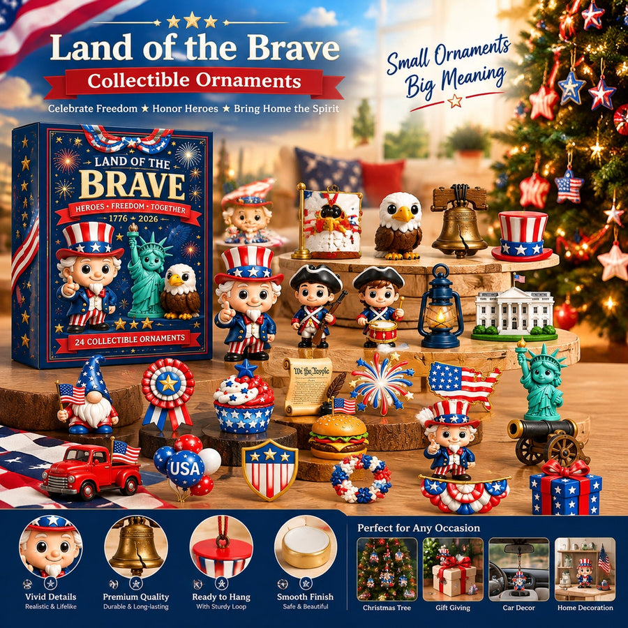 🇺🇸✨ 250 Years of American Spirit Advent Calendar – 24-Piece Patriotic Acrylic Ornament Gift Set 🎄