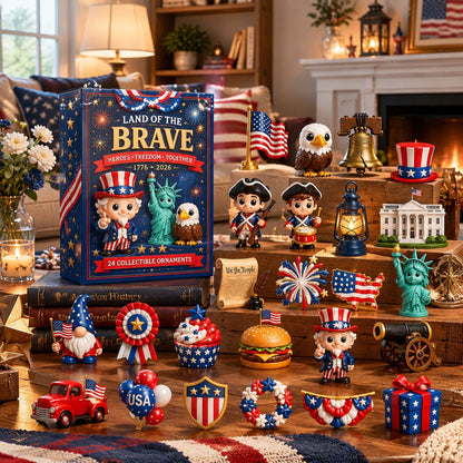 🇺🇸✨ 250 Years of American Spirit Advent Calendar – 24-Piece Patriotic Acrylic Ornament Gift Set 🎄