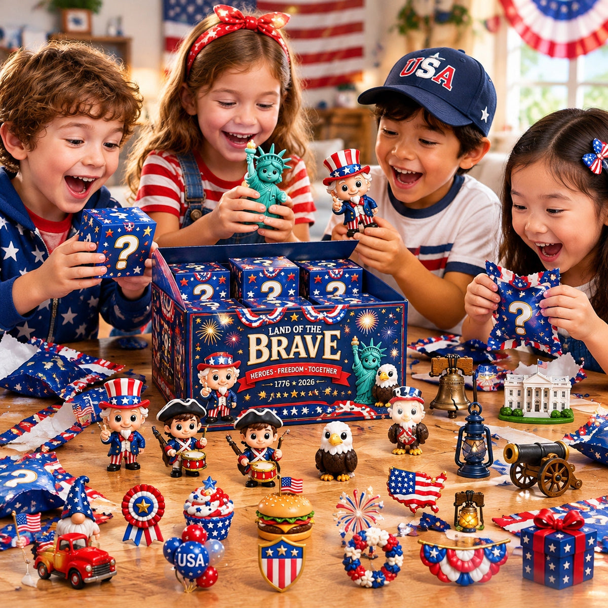 🇺🇸✨ 250 Years of American Spirit Advent Calendar – 24-Piece Patriotic Acrylic Ornament Gift Set 🎄