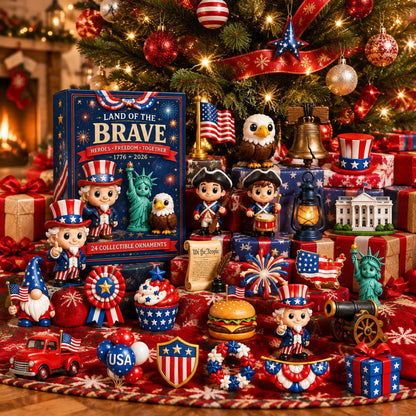 🇺🇸✨ 250 Years of American Spirit Advent Calendar – 24-Piece Patriotic Acrylic Ornament Gift Set 🎄