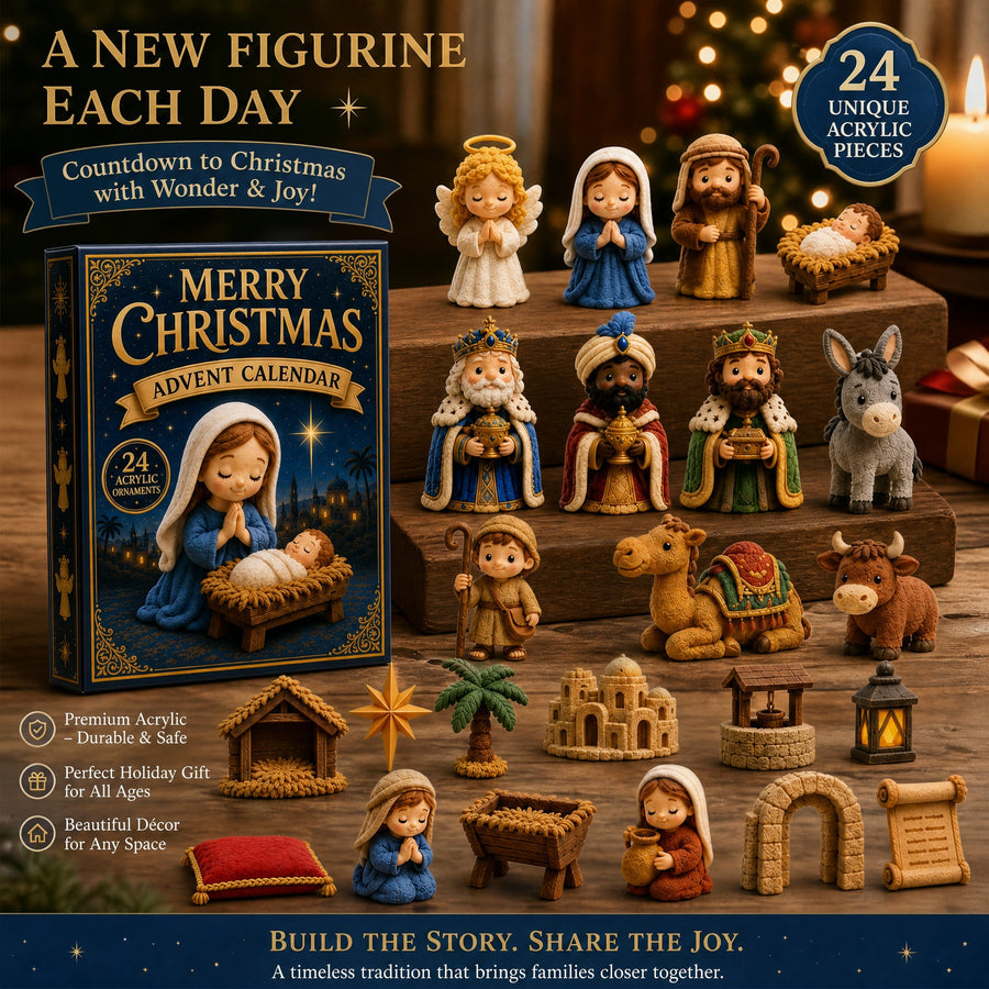 🎄✨ Holy Night Advent Calendar 2026 – 24 Acrylic Nativity Ornaments for a Meaningful Christmas