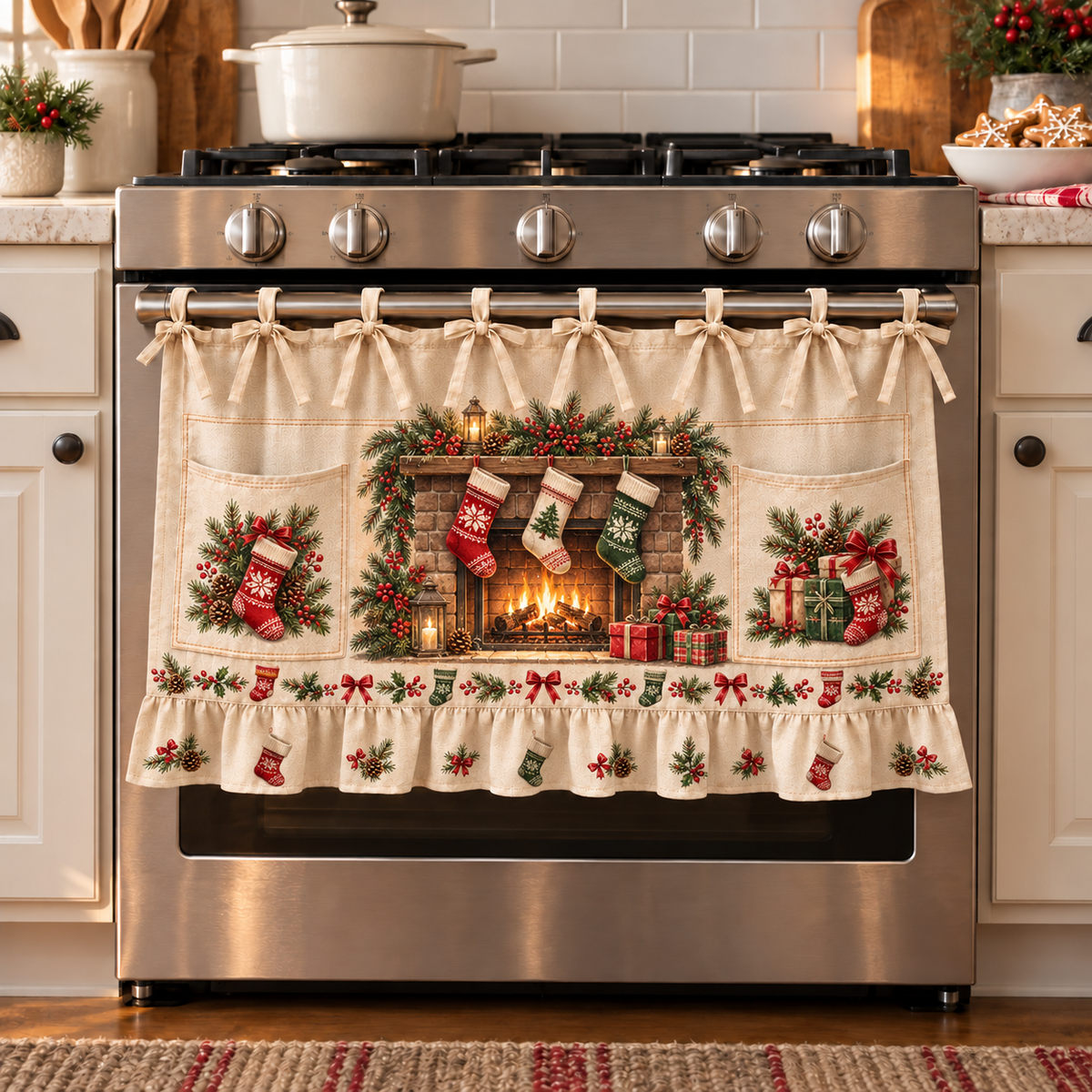 🔥 50% OFF 🎄 Christmas Tie-On Pocket Curtain Collection – Cozy Festive Window Decor ✨