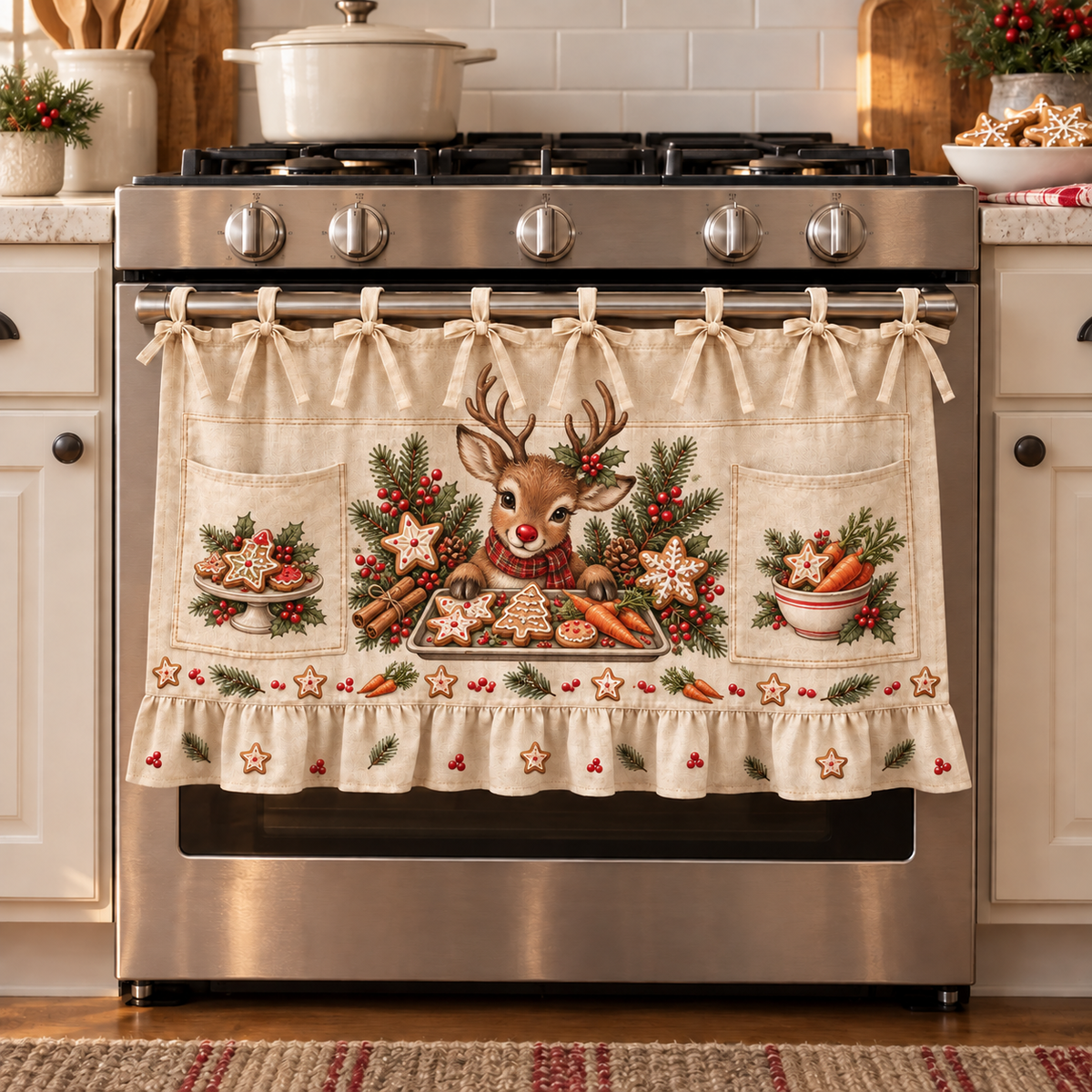 🔥 50% OFF 🎄 Christmas Tie-On Pocket Curtain Collection – Cozy Festive Window Decor ✨