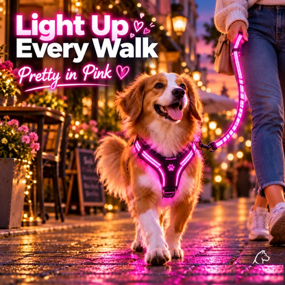 🐾 LED Light-Up Dog Harness & Leash Set – High-Visibility Gear for Night Walks 🌙