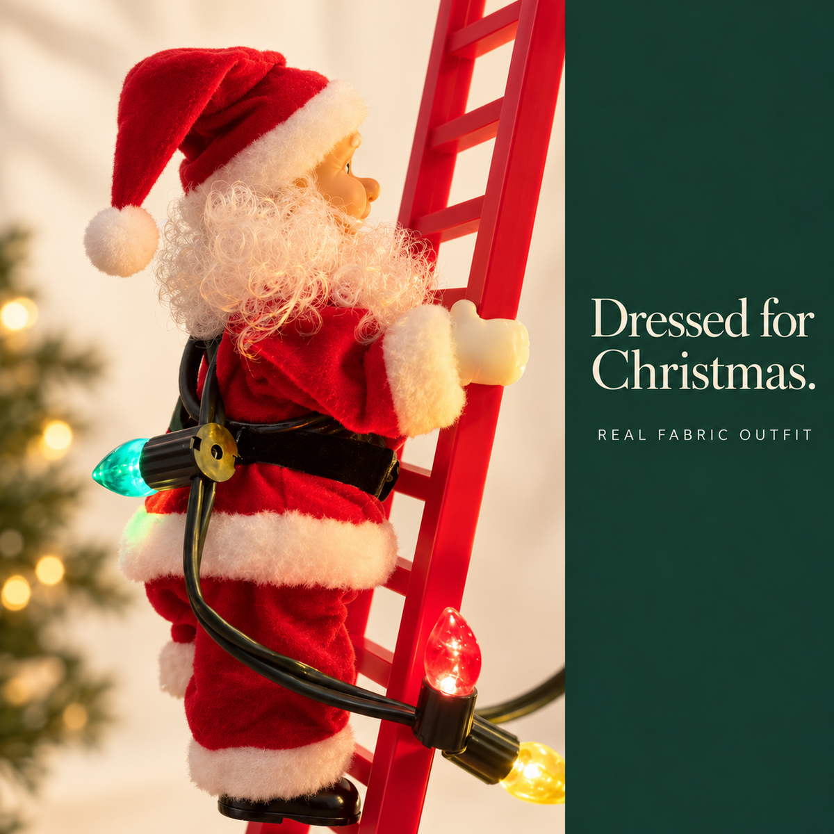 🎅 43-Inch Animated Climbing Santa – Musical LED Christmas Decoration