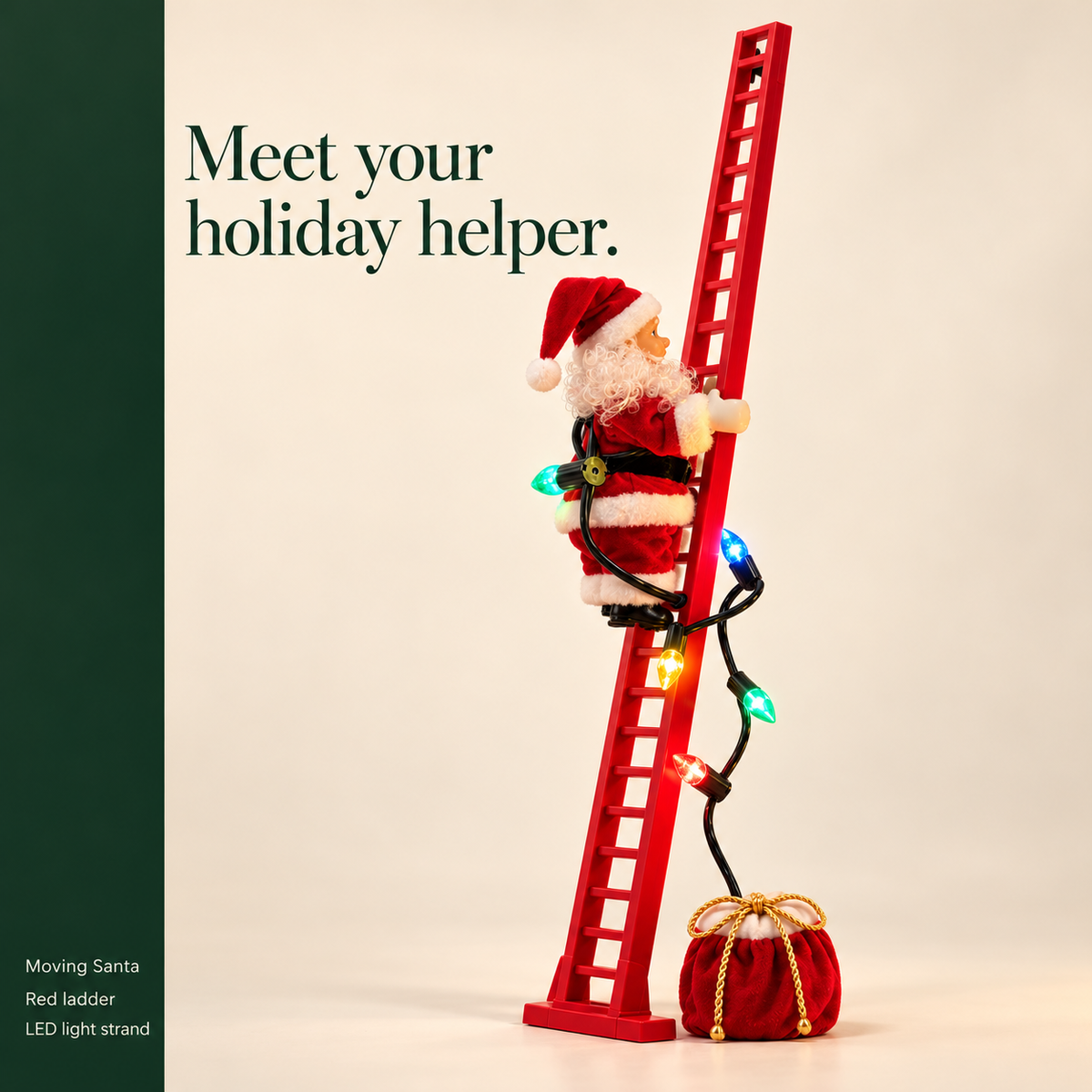 🎅 43-Inch Animated Climbing Santa – Musical LED Christmas Decoration