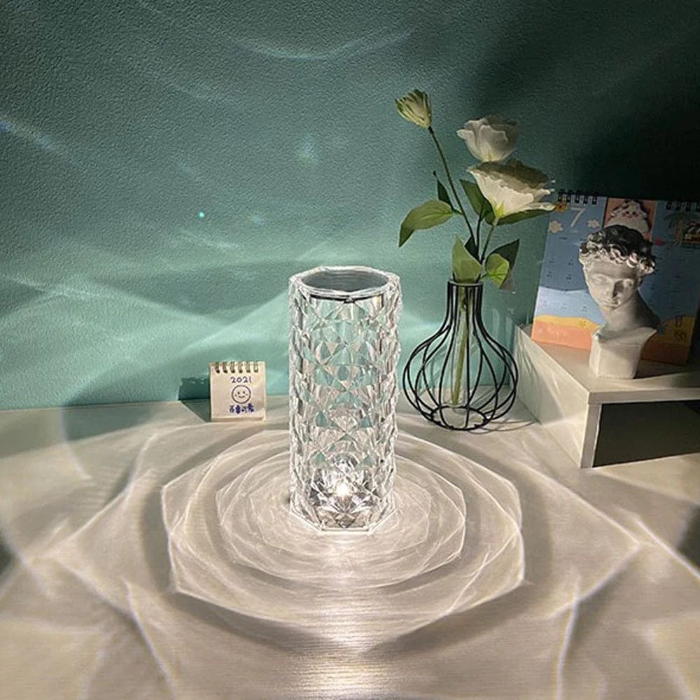 ✨ Crystal Glow Touch Table Lamp – Rechargeable Diamond-Cut Ambient Light | 3 & 16 Color Options