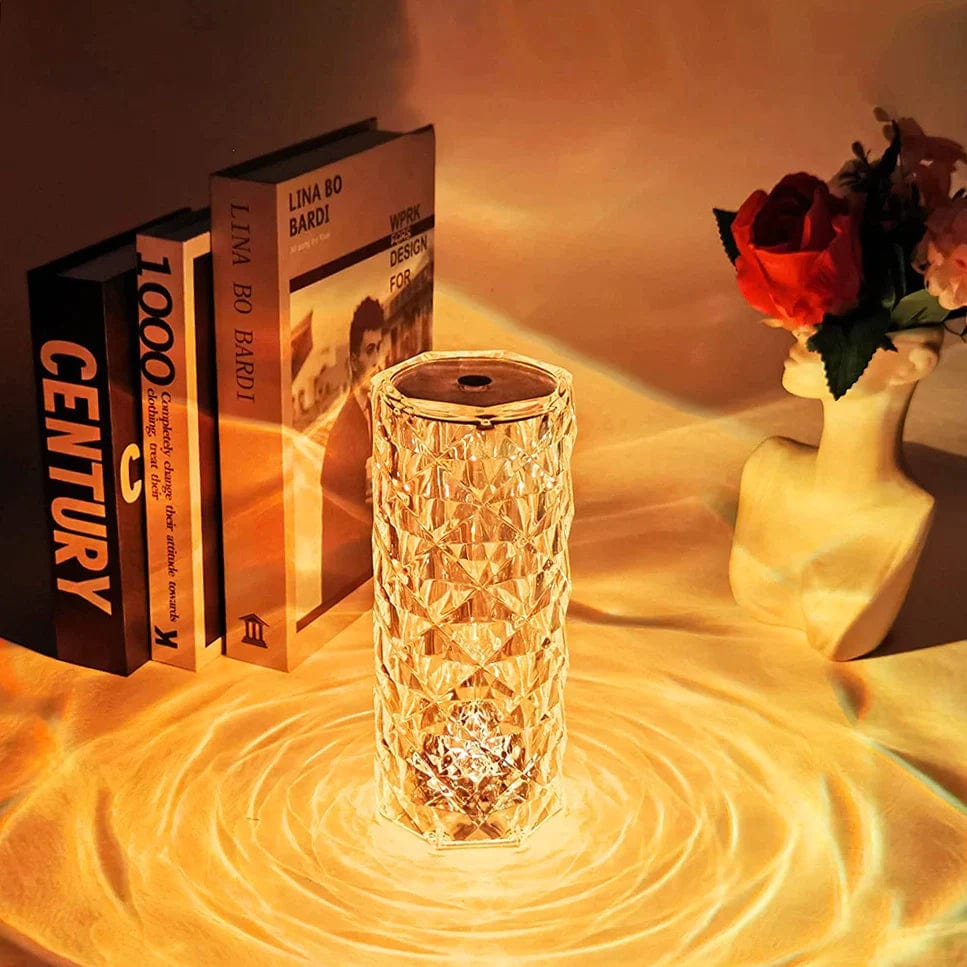 ✨ Crystal Glow Touch Table Lamp – Rechargeable Diamond-Cut Ambient Light | 3 & 16 Color Options