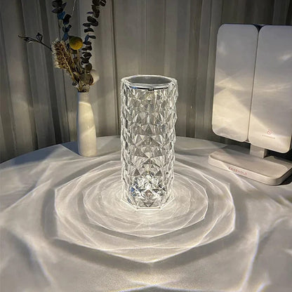 ✨ Crystal Glow Touch Table Lamp – Rechargeable Diamond-Cut Ambient Light | 3 & 16 Color Options