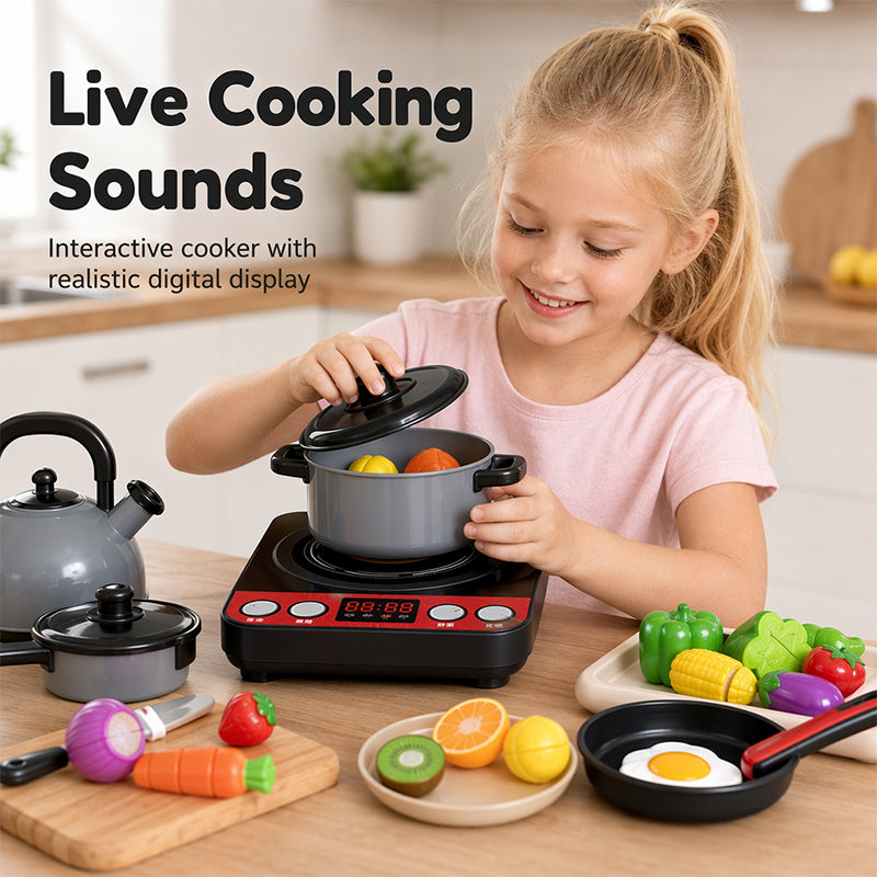 ✨ Camping-Themed Kids Pretend Kitchen Playset – Realistic, Interactive & Safe Role-Play Fun 🍳