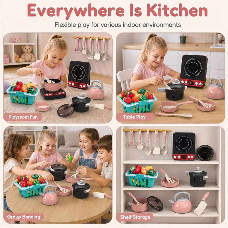 ✨ Camping-Themed Kids Pretend Kitchen Playset – Realistic, Interactive & Safe Role-Play Fun 🍳