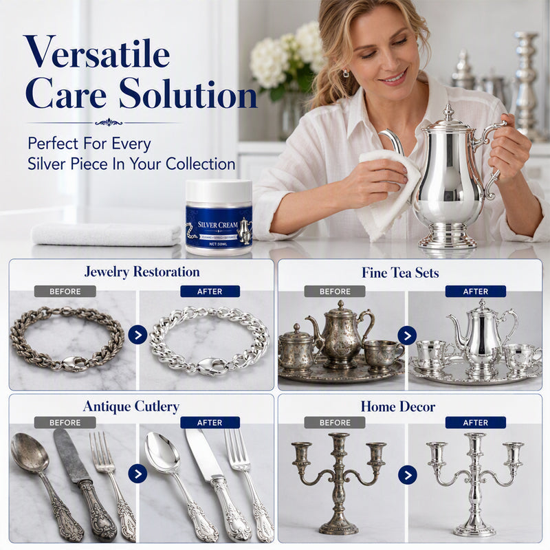 ✨ BUY 1 GET 1 FREE – 2PCS Silver Cleaning & Polishing Cream for Jewelry, Cutlery & Silverware 💍