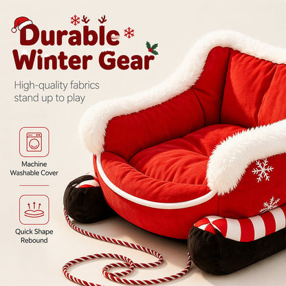 🎄 Christmas Sleigh Pet Bed – Cozy Holiday Bed for Dogs & Cats