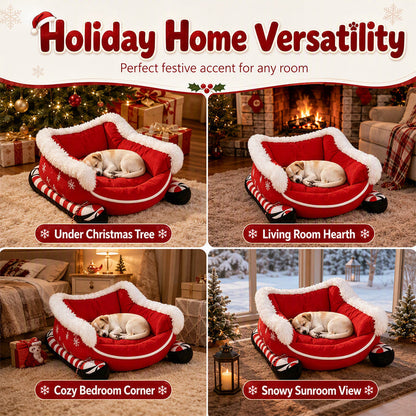 🎄 Christmas Sleigh Pet Bed – Cozy Holiday Bed for Dogs & Cats