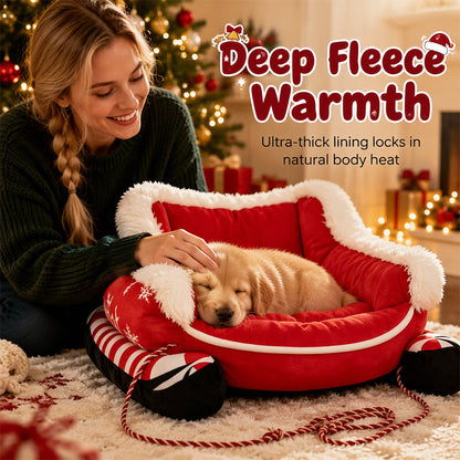 🎄 Christmas Sleigh Pet Bed – Cozy Holiday Bed for Dogs & Cats