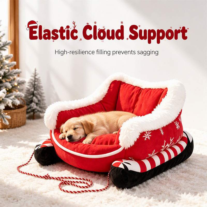 🎄 Christmas Sleigh Pet Bed – Cozy Holiday Bed for Dogs & Cats