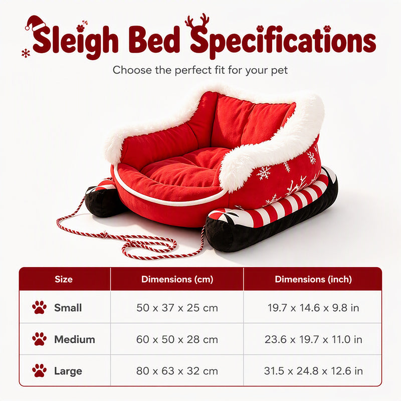 🎄 Christmas Sleigh Pet Bed – Cozy Holiday Bed for Dogs & Cats