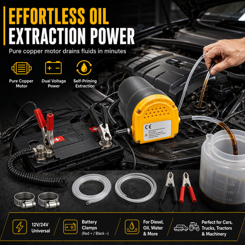 🔧 12V/24V Self-Priming Oil Transfer Pump – Electric Fluid Extractor