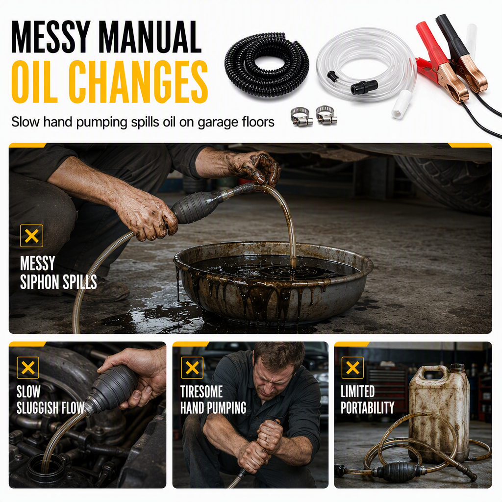 🔧 12V/24V Self-Priming Oil Transfer Pump – Electric Fluid Extractor