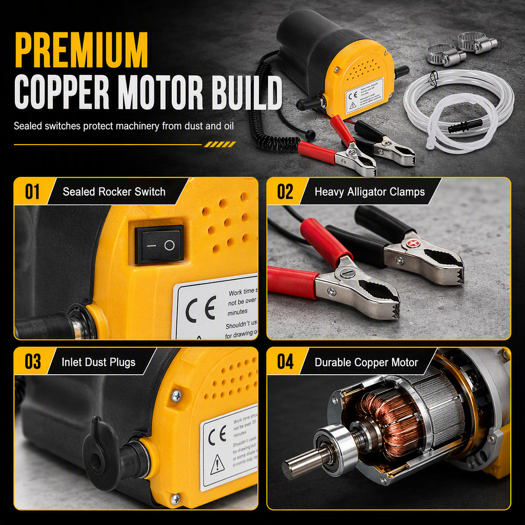 🔧 12V/24V Self-Priming Oil Transfer Pump – Electric Fluid Extractor