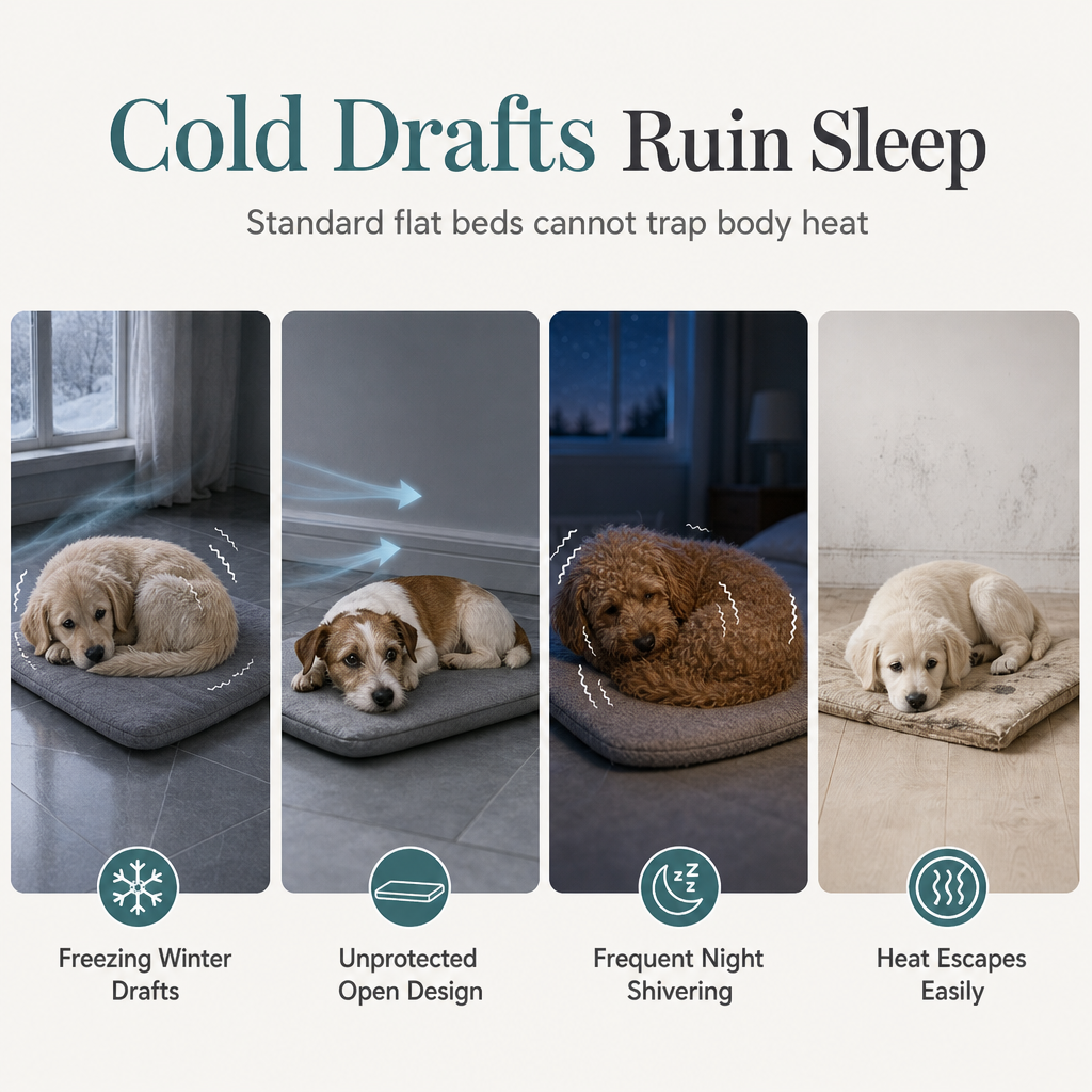 🐱 Cozy Warm Hooded Pet Cave Bed - Semi-Enclosed Winter Cat Sleeping Bag