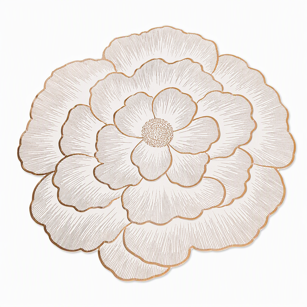 Nordic Style Metallic Peony Flower PVC Placemat Heat Resistant Non Slip Waterproof Dining Table Mat 38cm