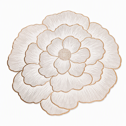 Nordic Style Metallic Peony Flower PVC Placemat Heat Resistant Non Slip Waterproof Dining Table Mat 38cm