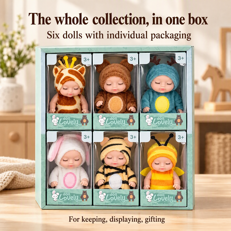 🎅Christmas Hot Sale 50% OFF! ✨Mini Lifelike Realistic sleeping baby doll set with animal costumes