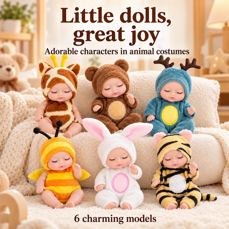 🎅Christmas Hot Sale 50% OFF! ✨Mini Lifelike Realistic sleeping baby doll set with animal costumes
