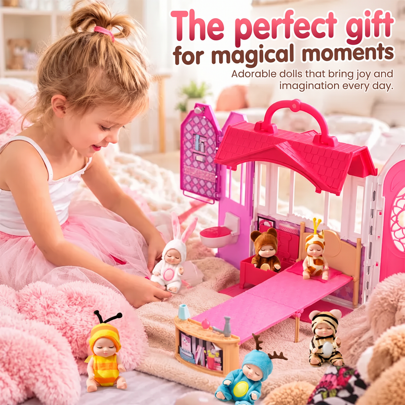 🎅Christmas Hot Sale 50% OFF! ✨Mini Lifelike Realistic sleeping baby doll set with animal costumes