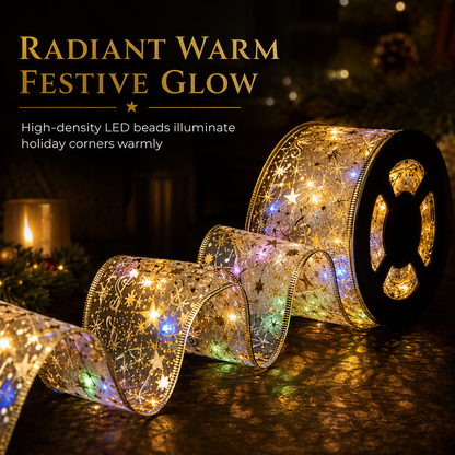 🎄✨ Christmas Tree Ribbon String Lights – Elegant Ribbon Glow for a Fuller, More Luxurious Tree