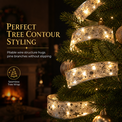 🎄✨ Christmas Tree Ribbon String Lights – Elegant Ribbon Glow for a Fuller, More Luxurious Tree