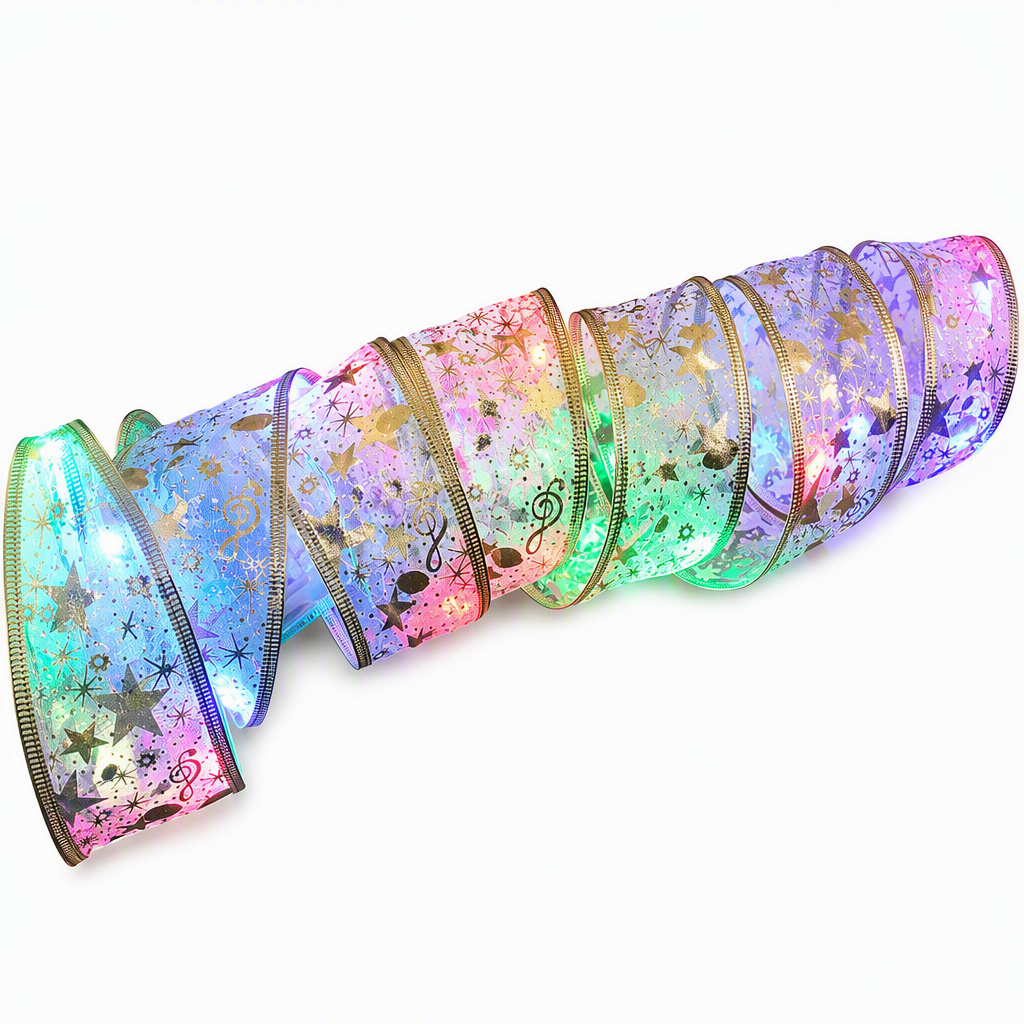 🎄✨ Christmas Tree Ribbon String Lights – Elegant Ribbon Glow for a Fuller, More Luxurious Tree